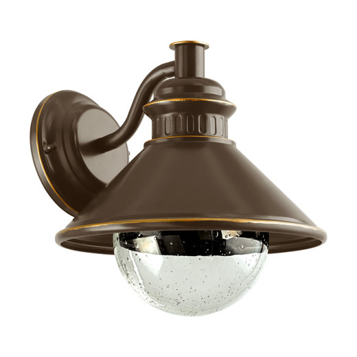 Eglo Lighting Albacete Dark Copper with Clear Bubble Effect Glass IP44 Wall Light