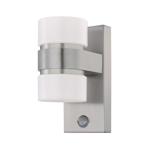 Eglo Lighting Atollari 2 Light Stainless Steel with Opal and Sensor IP44 Wall Light