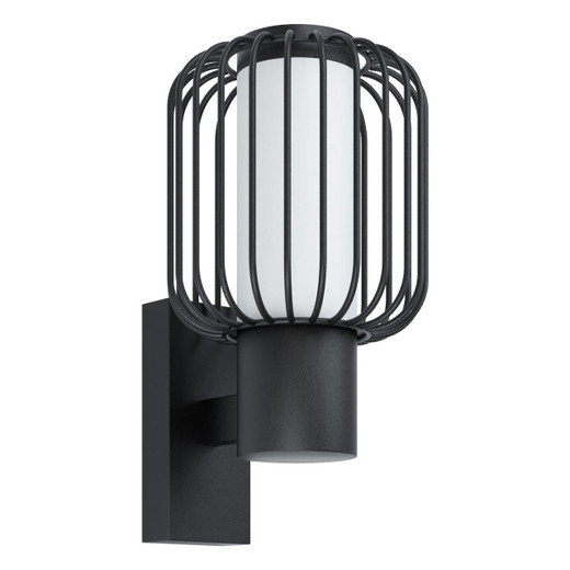 Eglo Lighting Ravello Black Cage with Opal IP44 Wall Light