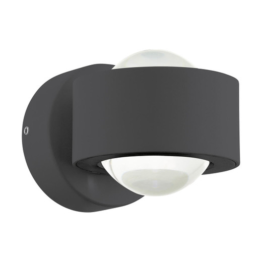 Eglo Lighting Treviolo Anthracite with Clear Glass Sphere IP44 LED Wall Light