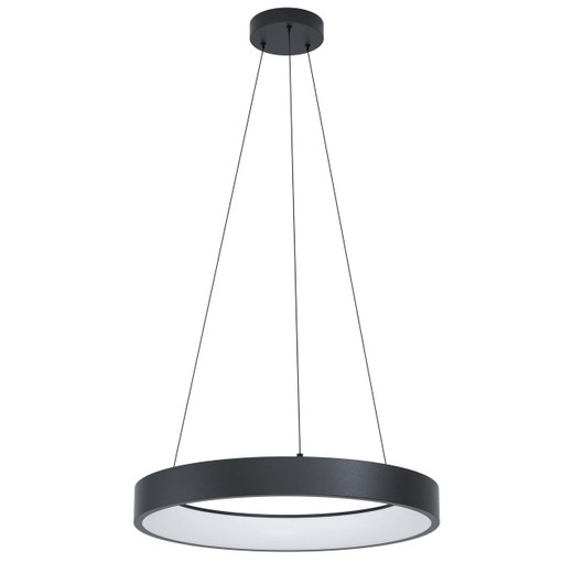 Eglo Lighting Marghera-Z Black with Opal and Remote Controlled Colour Changing LED Ringed Pendant Light
