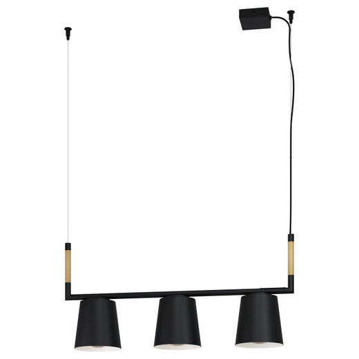 Eglo Lighting Lacey 3 Light Black with Wood Bar Bar Pendant Light