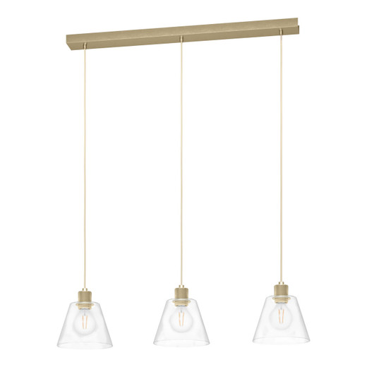 Eglo Lighting Copley 3 Light Gold with Clear Glass Shade Pendant Light