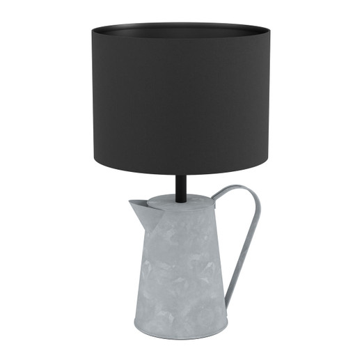 Eglo Lighting Kensal Grey Watering Can with Black Fabric Shade Table Lamp