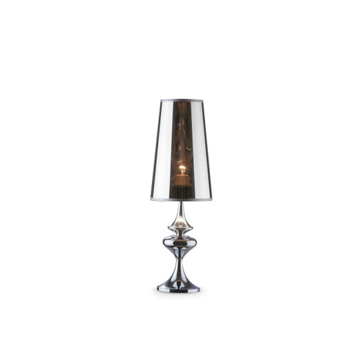 Ideal-Lux Alfiere TL1 Small Chrome with Semi Transparent Black Glass Shade 55.5cm Table Lamp