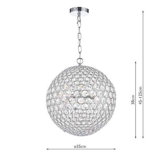 Fiesta 5 Light 35CM Polished Chrome and Crystal Pendant Light