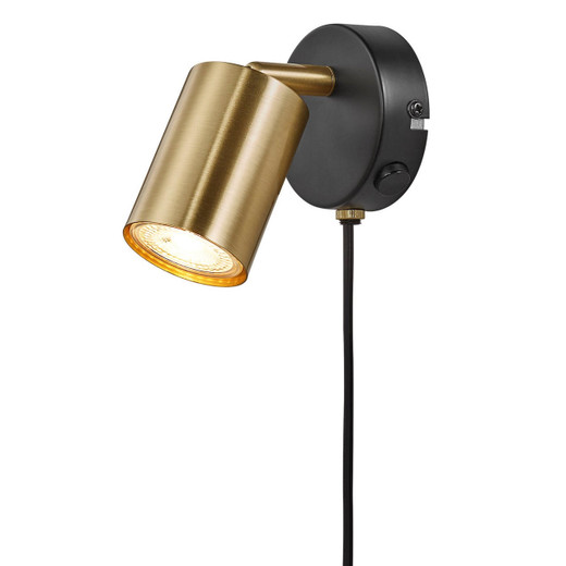 Nordlux Explore Black with Brushed Brass Adjustable Wall Spotlight