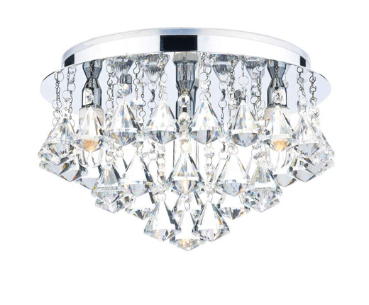 Fringe 4 Light Polished Chrome and Crystal IP44 Flush Ceiling Light