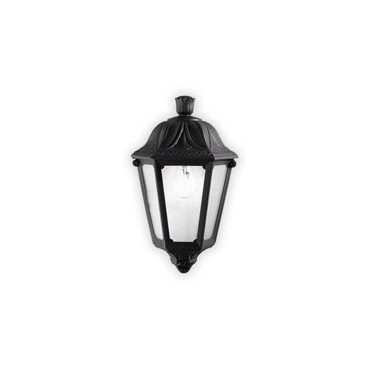 Ideal-Lux Anna AP1 Black with Clear Glass 13cm Resin IP55 Wall Light 
