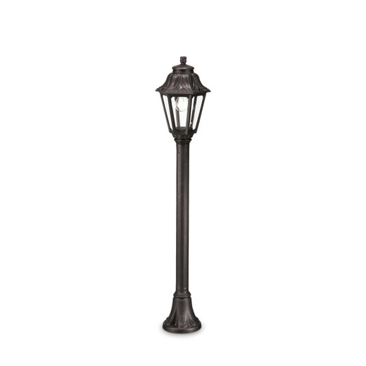Ideal-Lux Anna AP1 Black with Clear Glass Resin IP55 Lamp Post Top Light 
