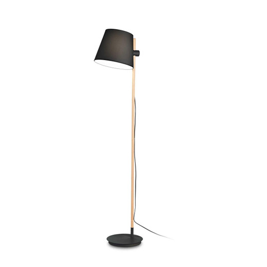 Ideal-Lux Axel PT1 Black with Wood Shade Floor Lamp 