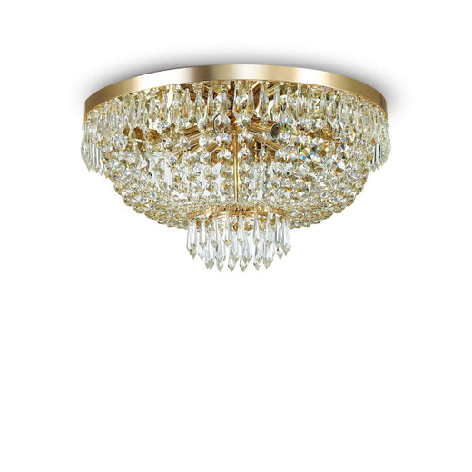 Ideal-Lux Caesar PL6 6 Light Gold with Crystal Beads Flush Ceiling Light 