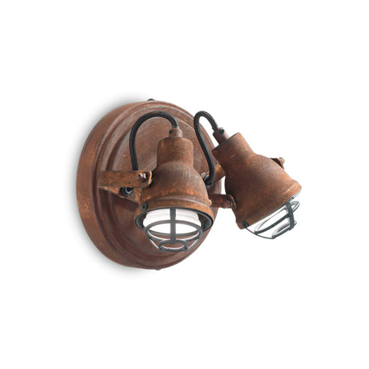 Ideal-Lux Bob Mini AP2 2 Light Rusty Effect Adjustable Wall Spotlight 