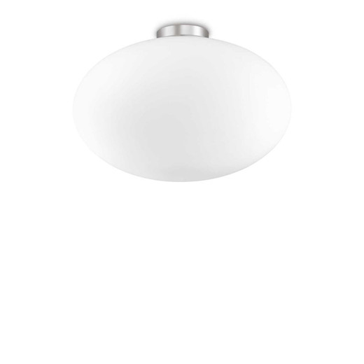 Ideal-Lux Candy PL1 Satin Nickel with White Opal Diffuser Flush Ceiling Light 