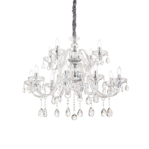 Ideal-Lux Continental SP12 12 Light Chrome with Crystal Chandelier 