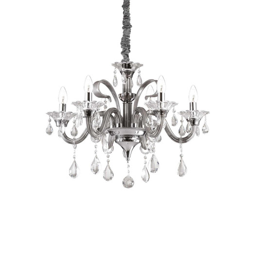 Ideal-Lux Colossal SP6 6 Light Grey with Crystal Chandelier 