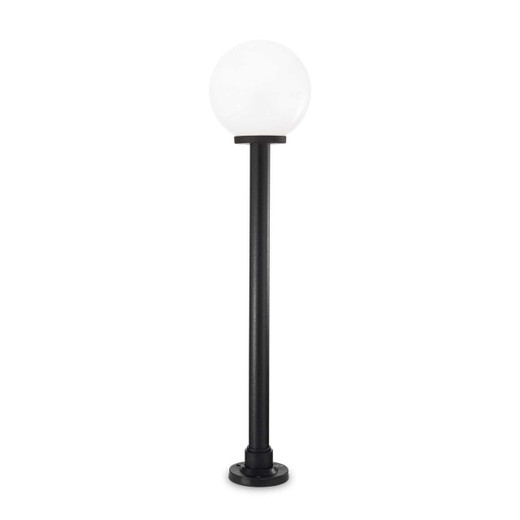 Ideal-Lux Classic Globe PT1 Black with White Opal Sphere Resin 130cm IP55 Bollard 