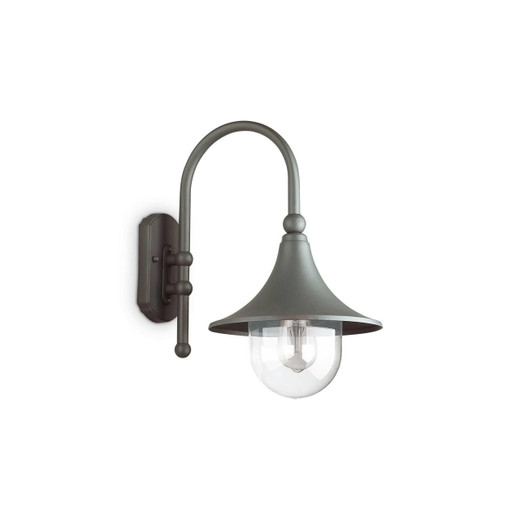 Ideal-Lux Cima AP1 Anthracite with Clear Acrylic Diffuser IP43 Wall Light 