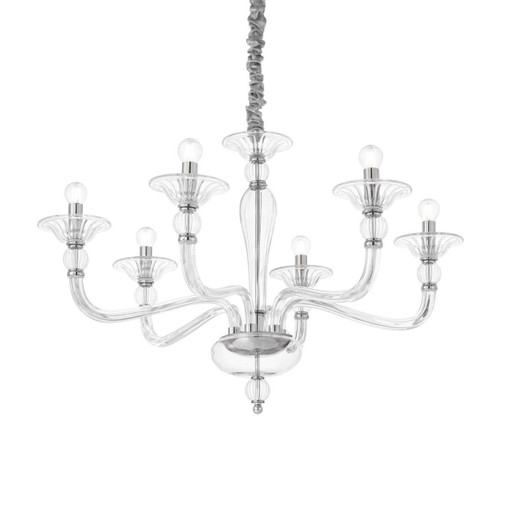 Ideal-Lux Danieli SP6 6 Light Chrome with Clear Glass Chandelier 