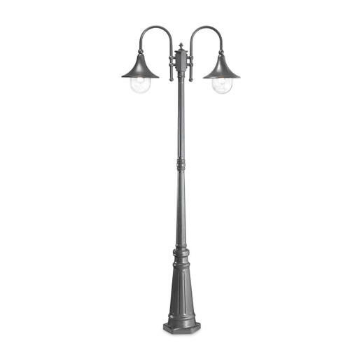 Ideal-Lux Cima PT2 2 Light Anthracite with Clear Acrylic Diffuser IP43 Post Top Light 