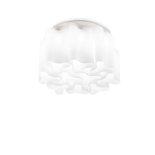 Ideal-Lux Compo PL10 10 Light Chrome with White Opal Glass Flush Ceiling Light 