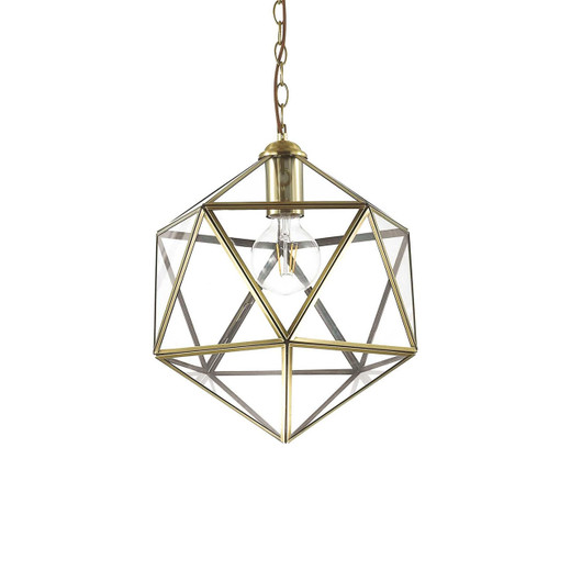 Ideal-Lux Deca SP1 Antique Brass with Clear Glass 50cm Pendant Light 