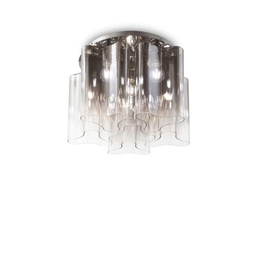 Ideal-Lux Compo PL6 6 Light Chrome with Smoke Glass Flush Ceiling Light 