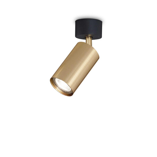 Ideal-Lux Dynamite PL1 Brass with Black Adjustable Tube Ceiling Spotlight 