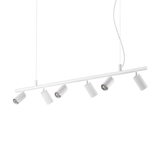 Ideal-Lux Dynamite SP6 6 Light White Adjustable Tube Bar Pendant Light 