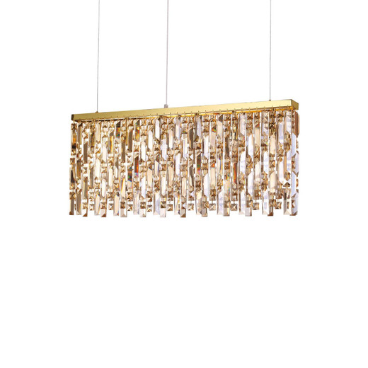 Ideal-Lux Elisir SP6 6 Light Brass with Amber Crystal Pendant Light 