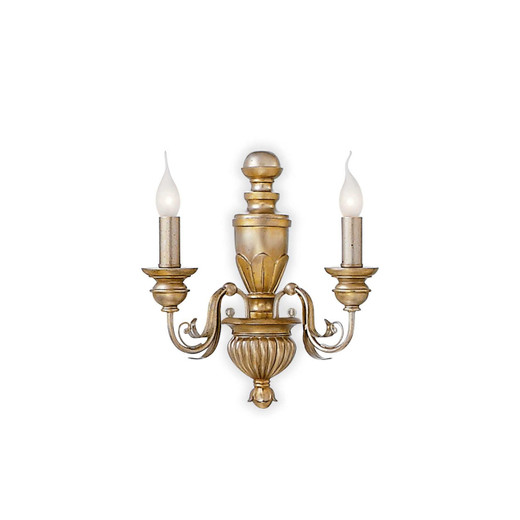 Ideal-Lux Firenze AP2 Antique Gold Resin with White Wall Light 