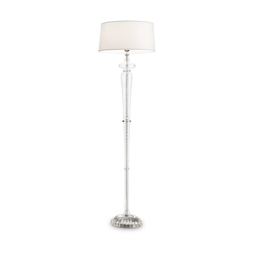 Ideal-Lux Forcola PT1 Clear Glass with White Shade Floor Lamp 