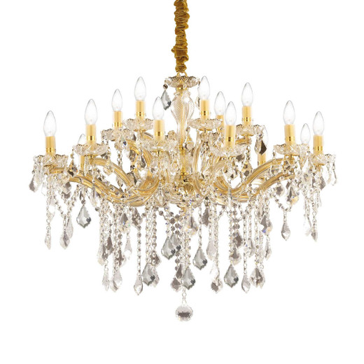 Ideal-Lux Florian SP18 18 Light Gold with Crystal Chandelier 