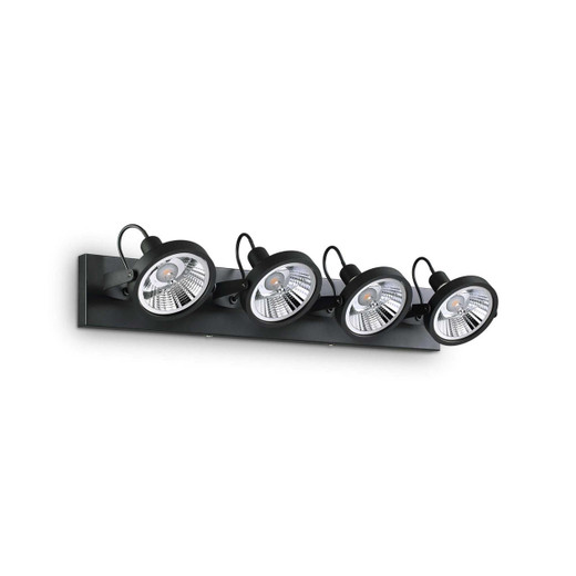 Ideal-Lux Glim PL4 4 Light Black with Adjustable Bar Ceiling or Wall Spotlight 