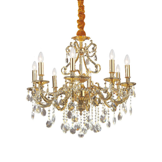 Ideal-Lux Gioconda SP8 8 Light Gold with Crystal Chandelier 