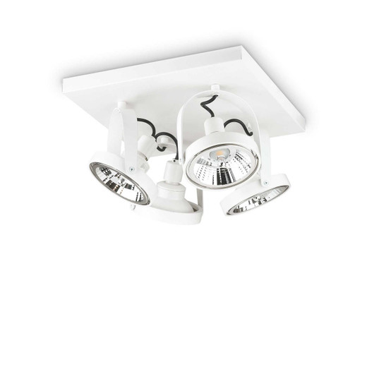 Ideal-Lux Glim PL4 4 Light White with Adjustable Square Plate Ceiling Spotlight 