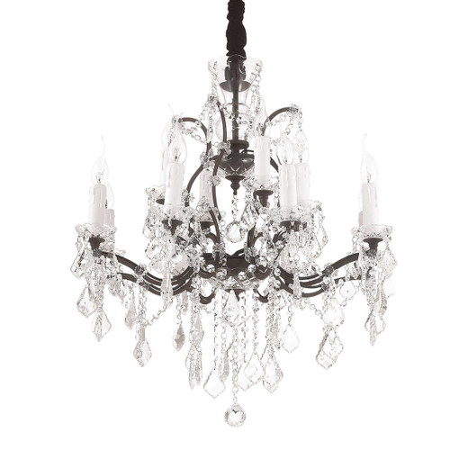 Ideal-Lux Liberty SP12 12 Light Black with Crystal Chandelier 