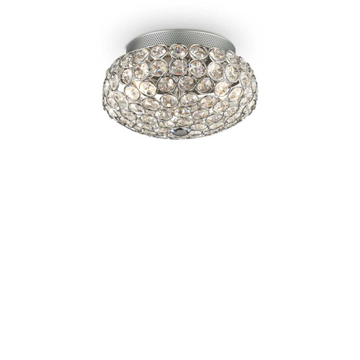 Ideal-Lux King PL3 3 Light Chrome with Crystal Set Flush Ceiling or Wall Light 