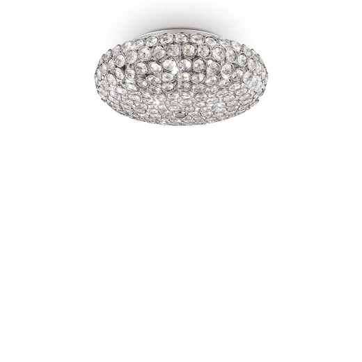 Ideal-Lux King PL5 5 Light Chrome with Crystal Set Flush Ceiling or Wall Light 