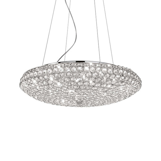 Ideal-Lux King SP12 12 Light Chrome with Crystal Set Pendant Light 