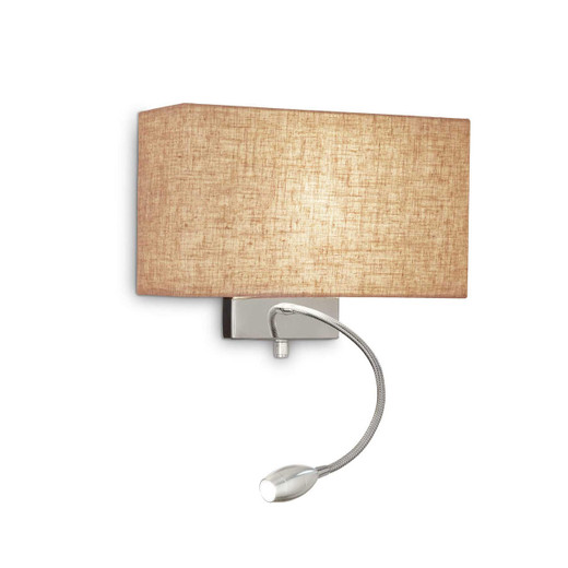 Ideal-Lux Hotel AP2 2 Light Canvas with Chrome Flexible Reading Light LED Wall Light 