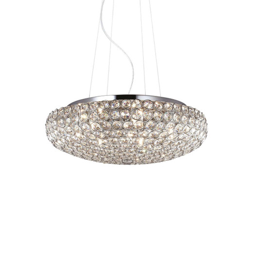 Ideal-Lux King SP7 7 Light Chrome with Crystal Set Pendant Light 