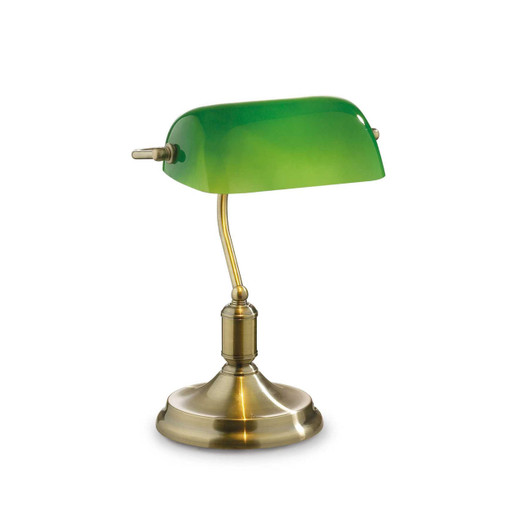 Ideal-Lux Lawyer TL1 Antique Brass with Jade Shade Table Lamp 