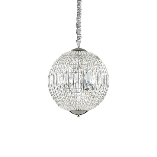 Ideal-Lux Luxor SP6 6 Light Chrome with Crystal Sphere Pendant Light 