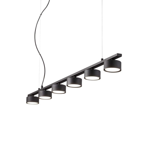 Ideal-Lux Minor Linear SP6 6 Light Black LED Bar Pendant Light 