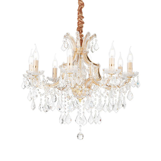 Ideal-Lux Napoleon SP8 8 Light Gold with Crystal Chandelier 