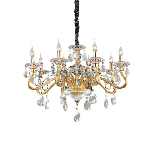 Ideal-Lux Negresco SP8 8 Light Chrome with Crystal Chandelier 