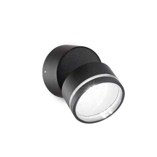 Ideal-Lux Omega AP Black Round Adjustable 4000K IP54 LED Wall Light 