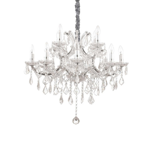 Ideal-Lux Napoleon SP12 12 Light Chrome with Crystal Chandelier 