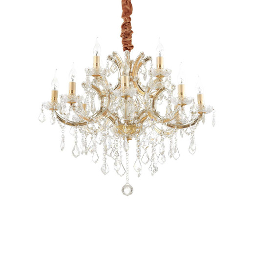 Ideal-Lux Napoleon SP12 12 Light Gold with Crystal Chandelier 